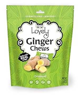 Lovely Candy Co. Original Ginger Chews, Made with Real Ginger, Individ...
