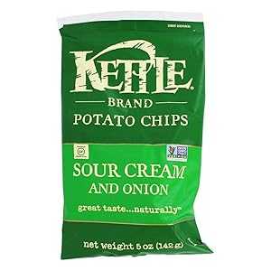 Kettle Foods チップポテトサワークリーム&オニオン、5オンス Kettle Brand Kettle Foods Chip Potato Sour Cream & Onion, 5 oz