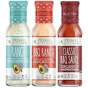 Primal Kitchen マスターランチドレッシング & BBQソース 3パック - アボカドオイルクラシックランチド..