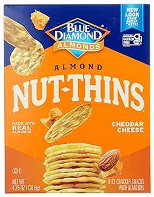 Blue Diamond Almonds Blue Diamond Gluten Free Almond Nut-Thins Cracker Crisps, Cheddar Cheese, 4..