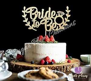 葉っぱのケーキトッパーになる花嫁 Sugar Plum Creations Bride to Be Cake Topper with Leaves