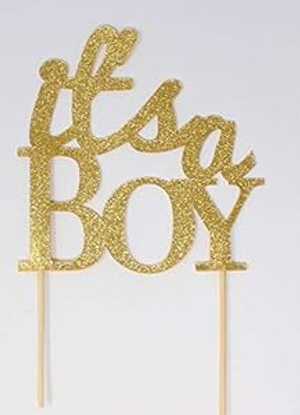All About 詳細 ゴールド It's-a-boy ケーキトッパー、5 x 9 All About Details Gold It's-a-boy Cake Topper, 5 x 9