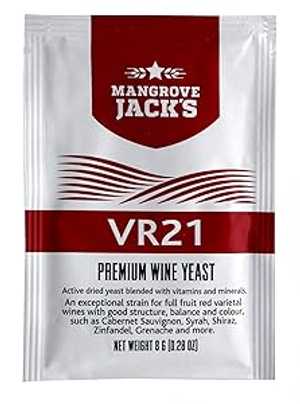 マングローブ ジャックス ワイン酵母 - VR21 8g トリート 23L フル フルーツ & カントリー レッド Vintner's Harvest Mangroves Jack's Wine Yeast - VR21 8g treats 23L Full Fruit & Country Reds