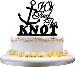 楽天Glomarketzhongfei モノグラムケーキトッパー - 筆記体 We Tied The Knot ケーキトッパー、航海スタイルアンカーケーキトッパー ウェディングパーティーに最適 kaishihui zhongfei Monogram Cake Topper- Cursive We Tied The Knot Cake Topper, Nautical Sty