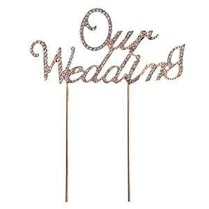 ホームフォード「Our Wedding」筆記体メタルクリスタルケーキトッパー、5-3/4インチ x 2-1/4インチ、ゴールド Homeford "Our Wedding" Cursive Metal Crystal Cake Topper, 5-3/4-Inch x 2-1/4-Inch, Gold