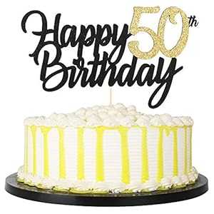 PALASASA ブラックゴールドグリッターハッピーバースデーケーキトッパー - 50周年記念/誕生日ケーキトッパーパーティーデコレーション (50th) PALASASA Black Gold Glitter Happy Birthday cake topper - 50 Anniversary/Birthday Cake Topper Party De PALASASA ブラックゴールドグリッターハッピーバースデーケーキトッパー - 50周年記念/誕生日ケーキトッパーパーティーデコレーション (50th) PALASASA Black Gold Glitter Happy Birthday cake topper - 50 Anniversary/Birthday Cake Topper Party De