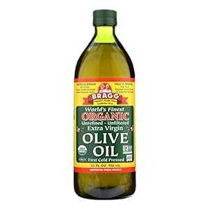 Bragg オーガニック エクストラ バージン オリーブ オイル – ギリシャ産コロネイキ オリーブ使用 – マリネとビネグレット用コールドプレス EVOO – USDA 認定、非遺伝子組み換え、コーシャ 32 オンス Bragg Organic Extra Virgin Olive Oil Made w