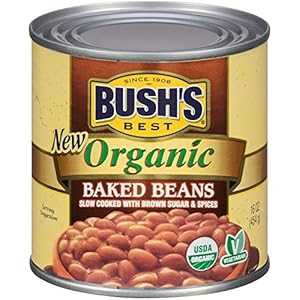 BUSH'S BEST オーガニック ベイクドビーンズ、16 オンス缶 - ビーンズ缶詰、ベイクドビーンズ缶詰、USDA 認定オーガニック、植物ベースのタンパク質と繊維源、低脂肪、グルテンフリー (12 個パック) BUSH'S BEST Organic Baked Beans, 16 Ounce Can -