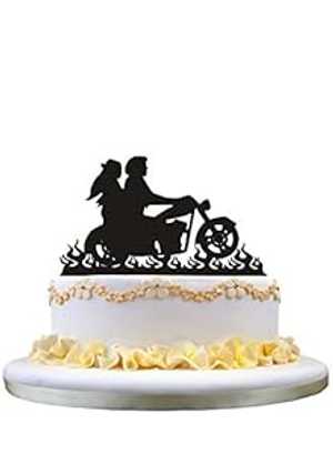 オートバイのウェディングケーキトッパー - 新郎新婦のケーキトッパー、結婚式の装飾に最適 Kaishihui Motorcycle Wedding Cake Topper- Bride and Groom Cake Topper Perfect for Wedding Decor