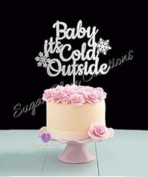 Baby Its Cold Outside ケーキトッパー: シルバー Sugar Plum Creations Baby Its Cold Outside Cake topper: SILVER