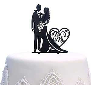 KOOTIPS Mr and Mrs Cake Topper Acrylic Love Wedding Cake Topper Funny ...