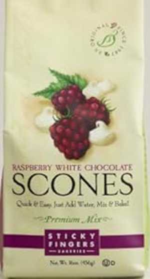 スティッキー フィンガーズ スコーン ミックス、ラズベリー ホワイト チョコレート、16 オンス Sticky Fingers Scones Mix, Raspberry White Chocolate, 16 oz