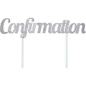 Creative Converting Communion グリッターケーキトッパー、4.5インチ x 7インチ、シルバー、335587 Creative Converting Communion Glitter Cake Topper, 4.5" x 7", Silver,335587