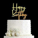 Happy Birthday ケーキトッパー 誕生日パーティーデコレーション用 - ミラーゴールドアクリル JIEEIN Happy Birthday Cake Topper for Birthday Party Decorations - Mirror Gold Acrylic