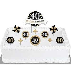 Big Dot of Happiness 大人用 40歳の誕生日 - ゴールド - 誕生日パーティーケーキデコレーションキット - ハッピーバースデーケーキトッパーセット - 11個 Big Dot of Happiness Adult 40th Birthday - Gold - Birthday Party Cake Decorating K