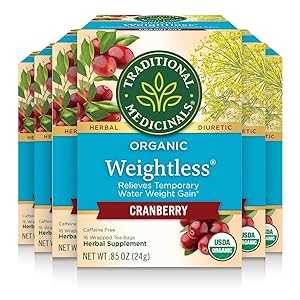 楽天GlomarketTraditional Medicinals Tea, Organic Weightless, Temporary Water Weight Gain, Cranberry, 96 Tea Bags （6 Pack）