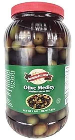 シュプレモ イタリアーノ オリーブ メドレー 地中海ミックス 1 ガロン/5 ポンド乾燥重量 Supremo Italiano Olive Medley Mediterranean Mix 1Gallon/5lbs dry wt.