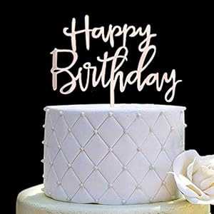 Happy Birthday ケーキトッパー 誕生日パーティーデコレーション用 ミラー ローズゴールド アクリル JIEEIN Happy Birthday Cake Topper for Birthday Party Decorations, Mirror Rose Gold Acrylic