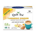 Quik Tea QuikTea Unsweetened Turmeric Ginger Chai Tea Latte - 10 Count Single Box - All Natural Preservative Free Authentic Instant Chai from Assam