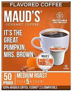 楽天GlomarketMaud's Pumpkin Spice Flavored Coffee Pods, 50 ct 100％ Arabica Medium Roast Coffee Solar Energy Produced Recyclable Single Serve Coffee Pods Compatible with Keurig K-Cup Brewers