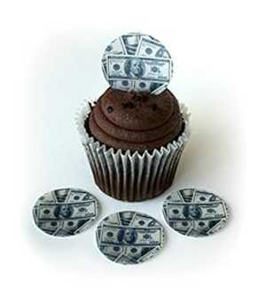 Money 100 100 ドル紙幣 ウェーハ紙トッパー 1.5 インチ デコレーション デザート カップケーキ 誕生日ケーキ クッキー 24 個パック Deco Machine Money 100 Hundred Dollar Bills Wafer Paper Toppers 1.5 Inch for Decorating Desserts Cupca