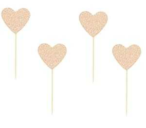 åɥϡȥåץȥåѡ 24 ĥѥå Shiningparty 24 Pack Glitter Rose Gold Heart Cupcake Toppers