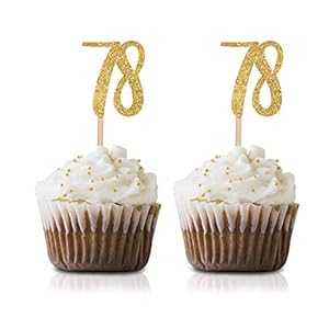 ゴールド Happy 78th Birthday カップケーキトッパー 24個パック Number 78 グリッター誕生日パーティーカップケーキトッパー デコレーション MAGJUCHE Gold Happy 78th Birthday Cupcake Topper, 24-Pack Number 78 Glitter Birthday Party Cupcake