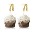 ゴールド Happy 71st Birthday カップケーキトッパー 24個パック Number 71 グリッター誕生日パーティーカップケーキトッパー デコレーション MAGJUCHE Gold Happy 71st Birthday Cupcake Topper, 24-Pack Number 71 Glitter Birthday Party Cupcake|詳細画像