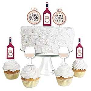 Vino Before Vows - デザート カップケーキ トッパー - ワイナリー ブライダル シャワーまたはバチェロレッテ パーティー クリア トリート ピック - 24 個セット Big Dot of Happiness Vino Before Vows - Dessert Cupcake Toppers - Winery