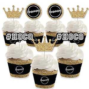 Big Dot of Happiness Hoco Dance - カップケーキデコレーション - ホームカミングカップケーキラッパーとトリートピックキット - 24個セット Big Dot of Happiness Hoco Dance - Cupcake Decoration - Homecoming Cupcake Wrappers and Treat Pi