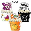 ハロウィン カップケーキ トッパー ラッパー - トリック オア トリート ケーキ パーティー用品 デコレーション 3omething New Halloween Cupcake Toppers Wrappers - Trick or Treat Cake Party Supplies Decorations