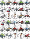 NATURAL BEHAVIOUR 30 x Edible Cupcake Toppers Monster Truck Adventure Inspired Collection of Edible Cake Decorations Uncut Edible on Wafer Sheet