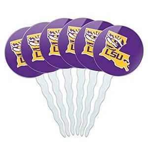 グラフィックなど LSU タイガー ステート マーク カップケーキ ピック トッパー デコレーション 6 個セット GRAPHICS & MORE LSU Tiger State Mark Cupcake Picks Toppers Decoration Set of 6