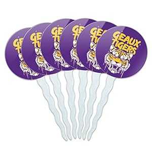 グラフィックス & その他 Geaux Tigers グラフィティ カップケーキピック トッパー デコレーション 6 個セット GRAPHICS & MORE Geaux Tigers Graffiti Cupcake Picks Toppers Decoration Set of 6