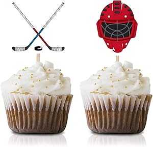 ホッケーカップケーキトッパーピック 24個パック ホッケースポーツ ベビーシャワー 誕生日パーティー用品 デコレーション MAGJUCHE Hockey Cupcake Topper Picks, 24-Pack hockey sports Baby Shower Birthday Party Supply Decorations