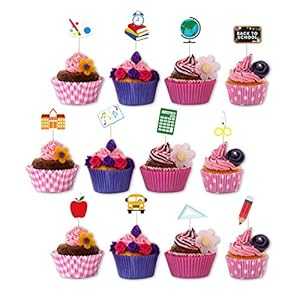 SWYOUN 36 個新学期カップケーキトッパー新学期歓迎パーティー装飾用品 SWYOUN 36PCS Back to School Cupcake Topper First Day of School Welcome Party Decoration Supplies