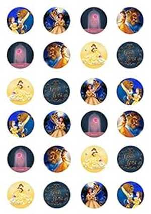 食用美女と野獣カップケーキトッパー 24 個、誕生日パーティーのお祝い My Smart Choice 24 Edible Beauty and The Beast cupcake Toppers, birthday party celebration