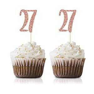 ローズゴールド 27歳の誕生日カップケーキトッパー 24個パック 番号27 グリッター ハッピーバースデーパーティーカップケーキトッパー デコレーション MAGJUCHE Rose Gold 27th Birthday Cupcake Topper, 24-Pack Number 27 Glitter Happy Birthday Par ローズゴールド 27歳の誕生日カップケーキトッパー 24個パック 番号27 グリッター ハッピーバースデーパーティーカップケーキトッパー デコレーション MAGJUCHE Rose Gold 27th Birthday Cupcake Topper, 24-Pack Number 27 Glitter Happy Birthday Par