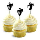 ゴースト ハロウィン カップケーキ トッパー ブラック カードストック 1パックあたり 12 個 カップケーキ デコレーション picwrap Ghost Halloween Cupcake Topper Black Cardstock 12 per Pack Cupcake decor