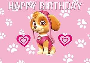 HAPPY CHOICES 8.3 x 11.7 Inch Edible Square Cake Toppers Paw P Skye Themed Birthday Party Collection of Edible Cake Decorations