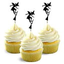魔女のシルエット ハロウィン カップケーキ トッパー ブラック カードストック 1パックあたり 12 個 カップケーキの装飾 picwrap Witch Silhouette Halloween Cupcake Topper Black Cardstock 12 per Pack Cupcake decor