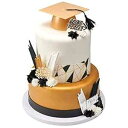 DecoPac Gold Grad Cap with Tassels Cake Topper, Elegant Graduation Hat Cake Deco...
