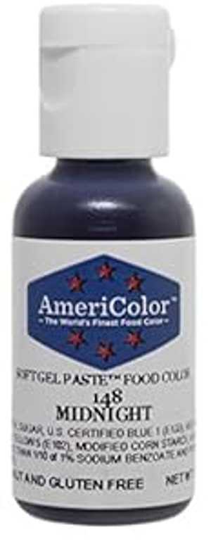 Americolor ソフトジェルペースト食用色素、ミッドナイト 75 オンスボトル Americolor Soft Gel Paste Food Color, Midnight.75 Ounce Bottle