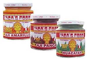 インカズ フード ミックス サンプラー - アジ アマリロ、アジ パンカ、ワカタイ - (3) 7.5 オンス ジャー Inca's Food Mixed Sampler - Aji Amarillo, Aji Panca, and Huacatay - (3) 7.5 Oz Jars
