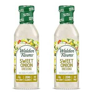 Walden Farms スイートオニオンドレッシング、12 オンス ボトル、新鮮でおいしいサラダトッピング、砂糖不使用の低炭水化物調味料、滑らかでクリーミー、2パック Walden Farms Sweet Onion Dressing, 12 oz. Bottle, Fresh and Delicious Salad Topping,