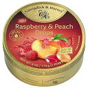 Cavendish & Harvey Raspberry & Peach Filled Hard Candy Drops 6 Ounce Tin