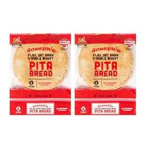 Joseph's Pita Bread Value 2-Pack, Flax Oat Bran and Whole Wheat, 7g Net Carbs per Serving, Fresh Baked (6 per Pack, 12 Pitas Total)