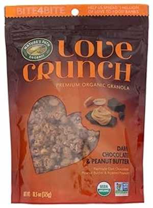 Dark Chocolate & Peanut Butter Love Crunch Premium Organic Granola, 3-...