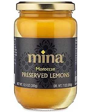 Mina Preserved Lemons - 12.5 Ounce Authentic Moroccan Gourmet Beldi Lemons, Moroccan Preserved Lemons in Jar, Ideal for Tagine, Couscous, Preserved Lemon, Non-GMO, Vegan, Keto, Kosher, Gluten Free Mina Preserved Lemons - 12.5 Ounce Authentic Moroccan Gourmet Beldi Lemons, Moroccan Preserved Lemons in Jar, Ideal for Tagine, Couscous, Preserved Lemon, Non-GMO, Vegan, Keto, Kosher, Gluten Free