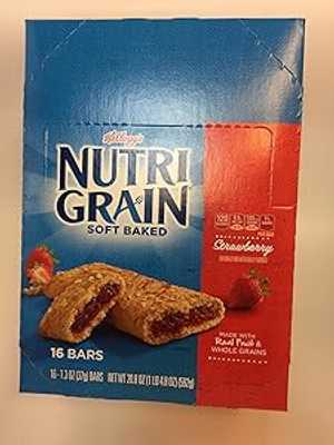 ニュートリグレイン シリアル バー ストロベリー Indv ラップ 16ct 1.300z Kellogg's Nutri-Grain Cereal Bars Strawberry Indv Wrapped 16ct 1.300z